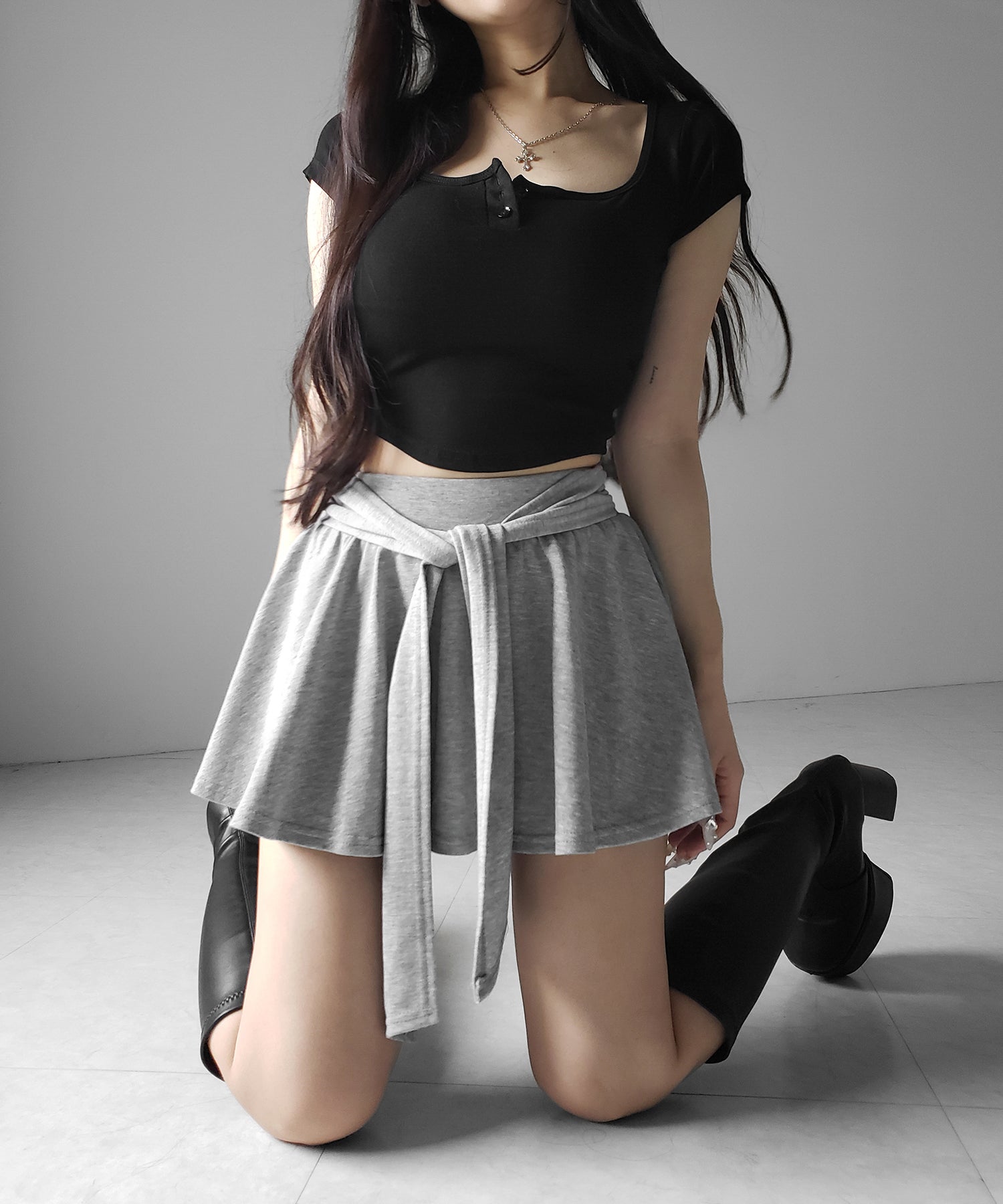 ラップレイヤードフレアミニスカパン / wrap layered flare mini skirt pants