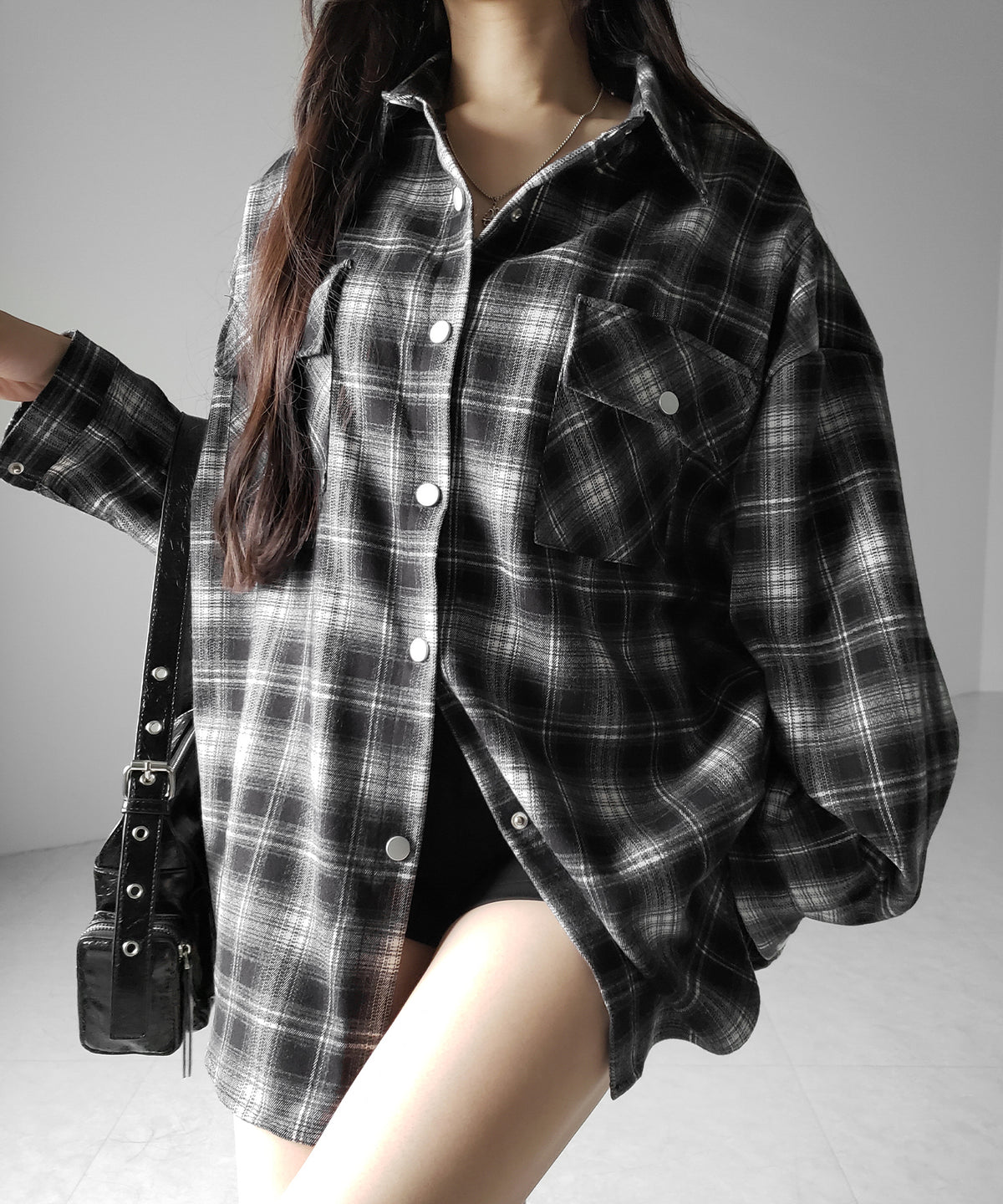 ブラックチェックオーバーフランネルシャツ / black check over flannel shirts
