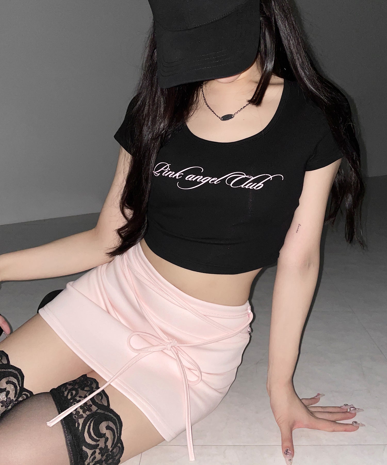 【 インパン裏地付き 】ストリングリボンミニスカート / string ribbon mini skirt