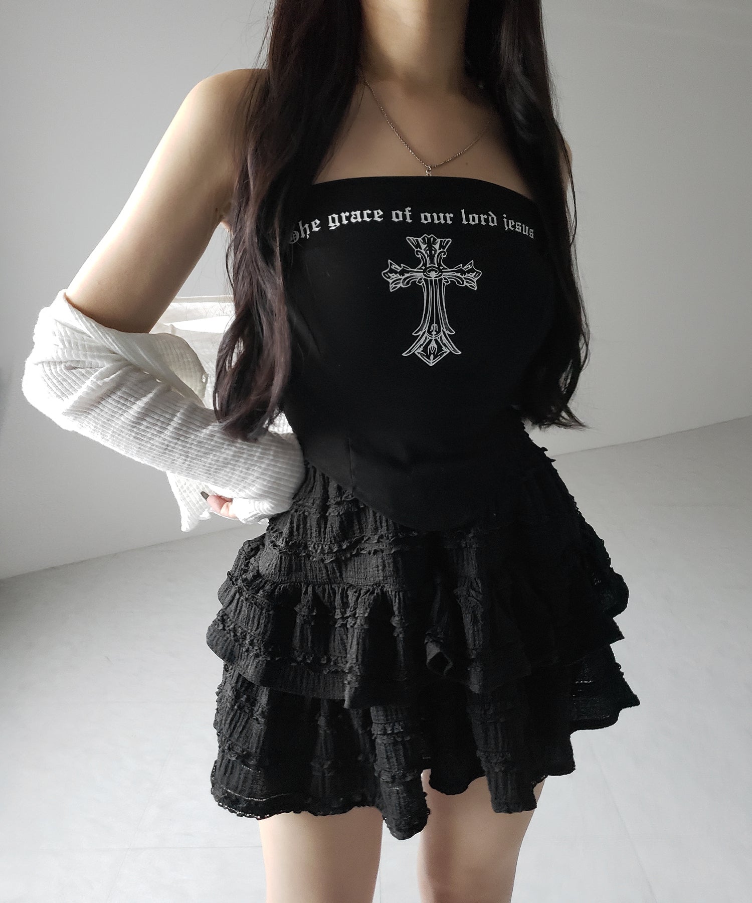 【 インパン裏地付 】ティアードフリルミニスカート / tiered frill mini skirt