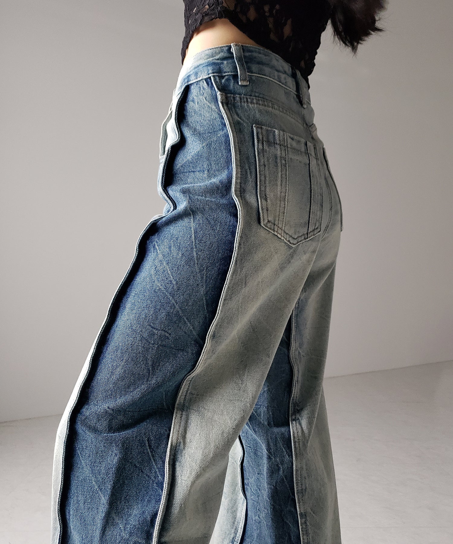 【 4size 】ヴィンテージライクサイドタックストレートデニム /vintage like side tuck straight denim