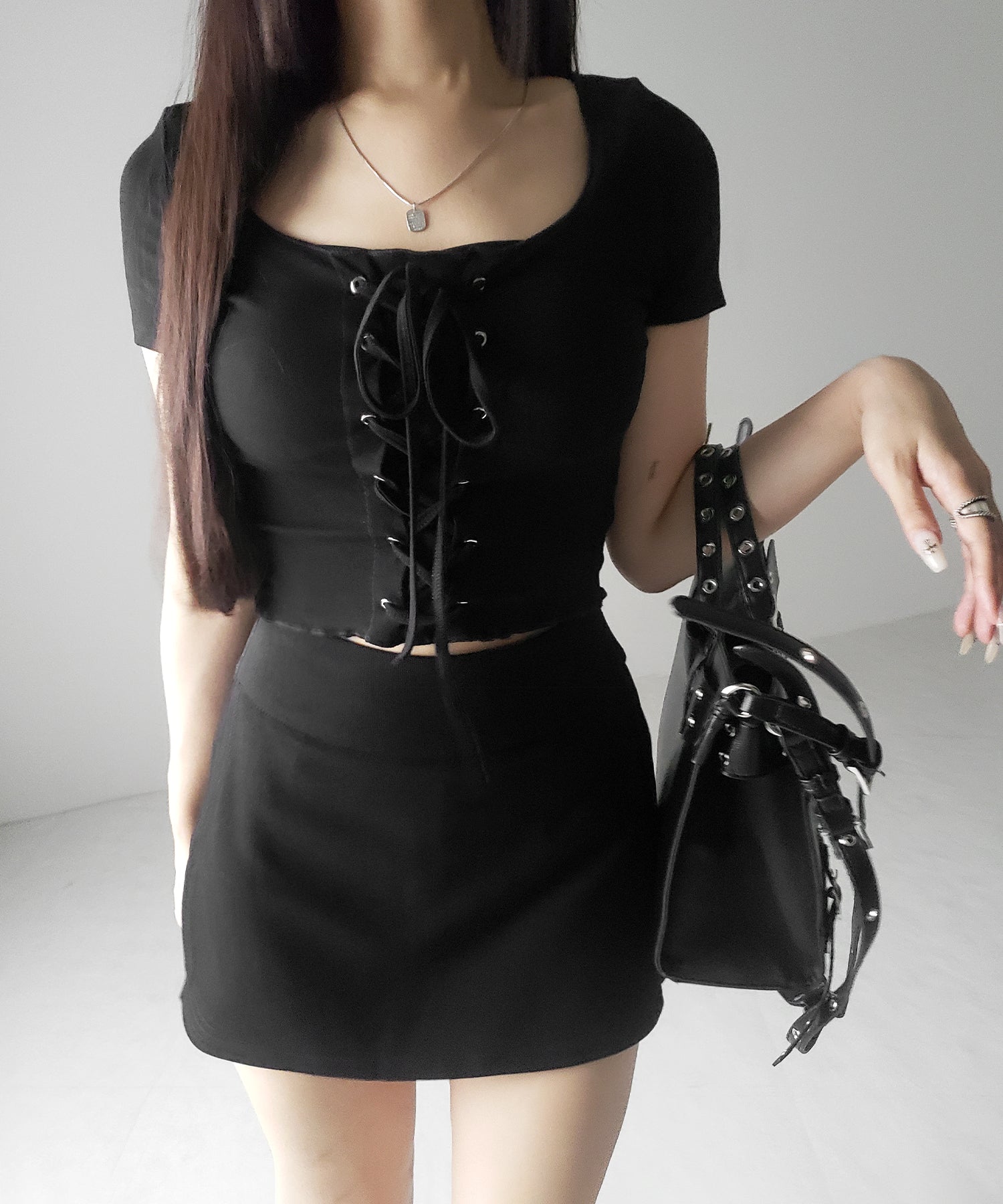 【 2color / 3size 】サイドスリットレイヤードスウェットミニスカパン / side slit layered sweat mini skirt pants