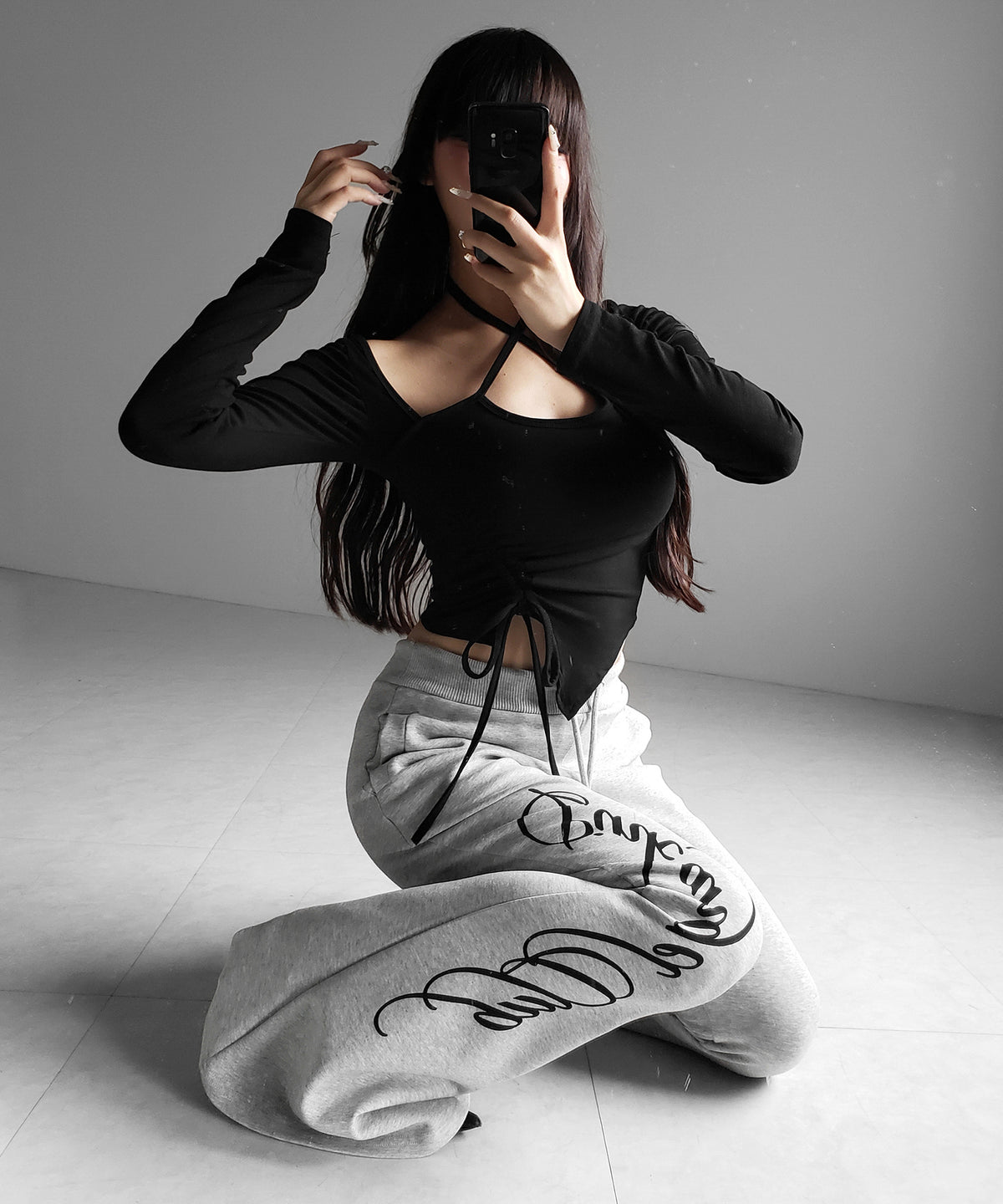 クロスリボンスクエアネック長袖Tシャツ / cross ribbon square neck long sleeve T-shirts