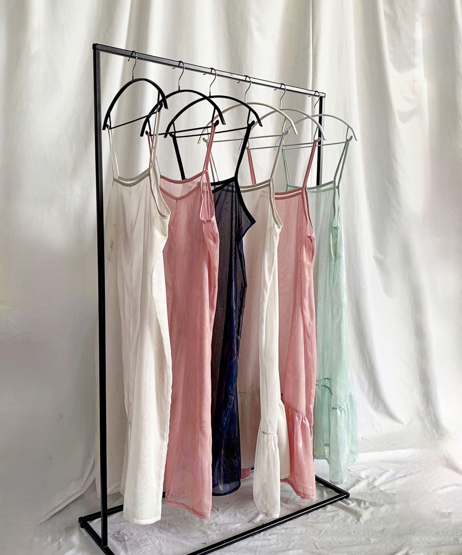 オーロラグロスオーガンジーギャザーフレアキャミワンピース / Aurora gloss organdygather flare cami onepiece