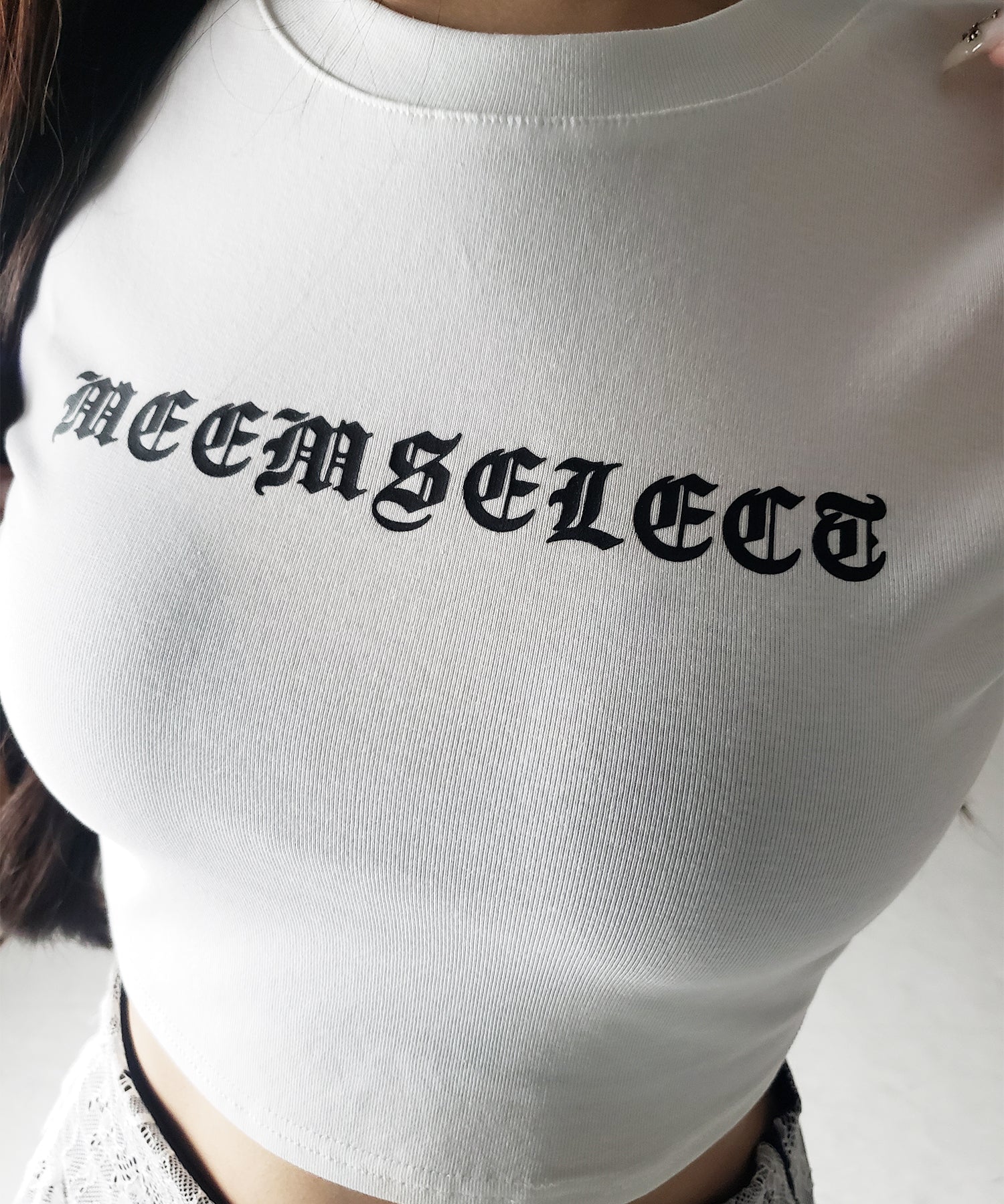 【 2color 】グランジロゴショートちびTシャツ / grunge logo short chibi T-shirt