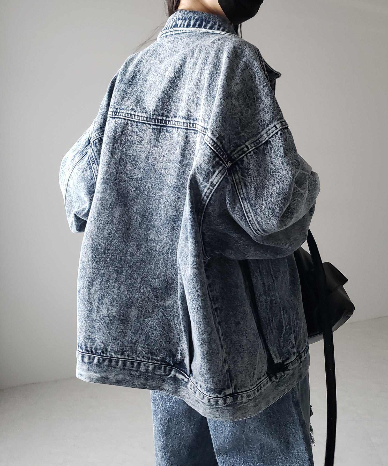 【 デニムセットアップ着用可能 】ヴィンテージケミカルブリーチボーイフレンドデニムジャケット / vintage chemical bleach boyfriend denim jacket