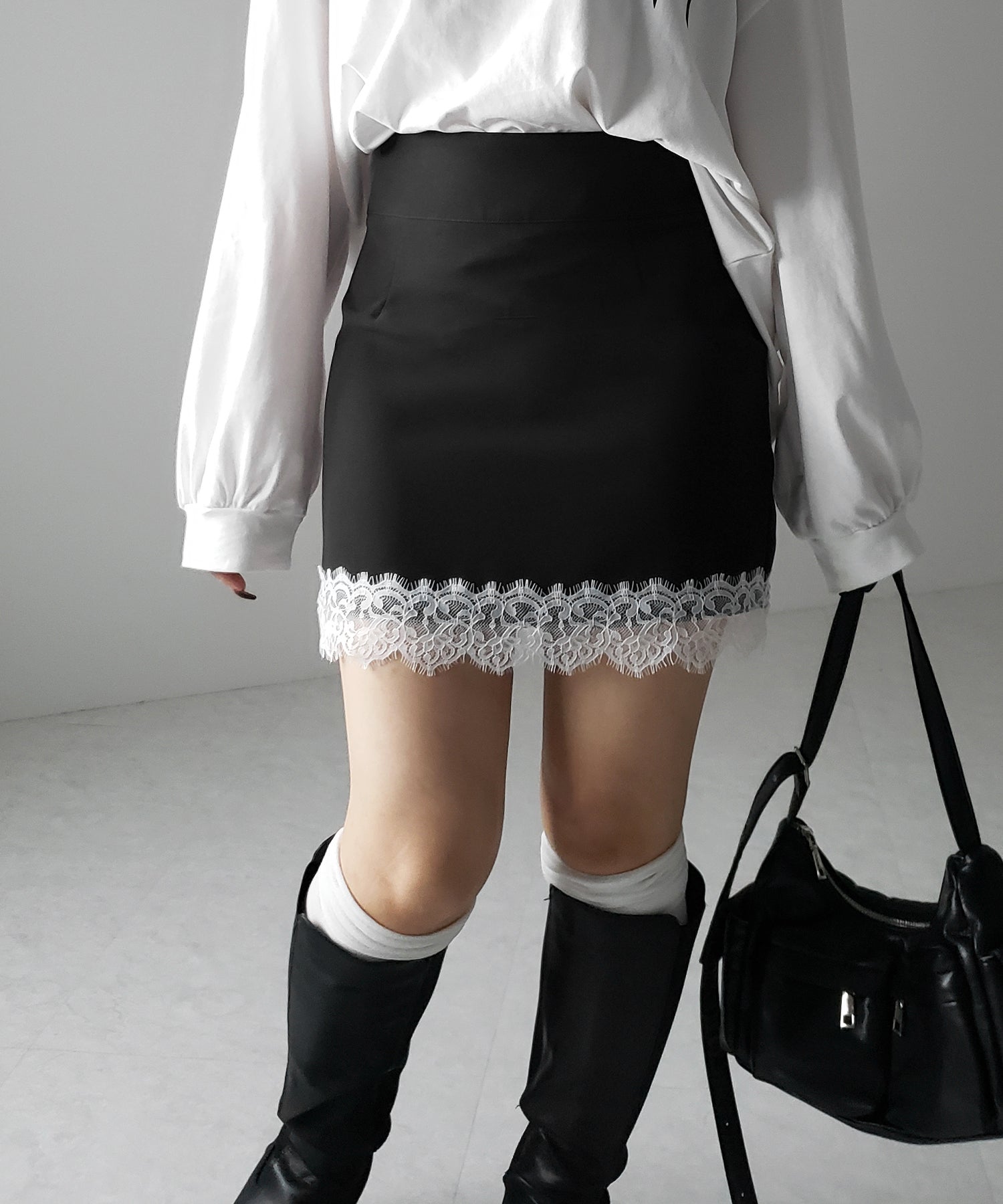 【 セットアップ着用可能 】サイドラインハイウエストミニスカート / sideline high waist mini skirt