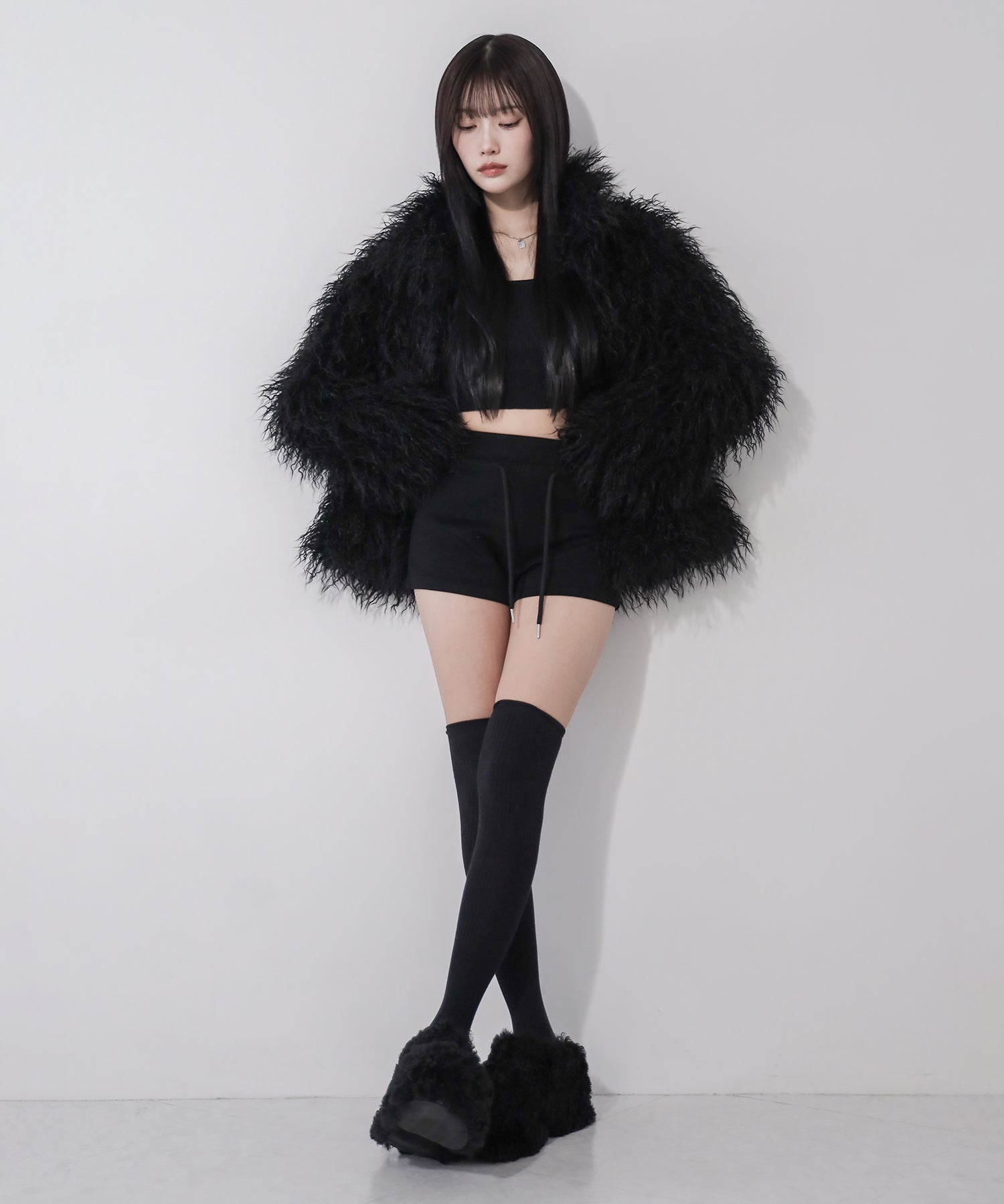 シャギーフェイクファーレディミドルコート / shaggy fake fur lady middle coat