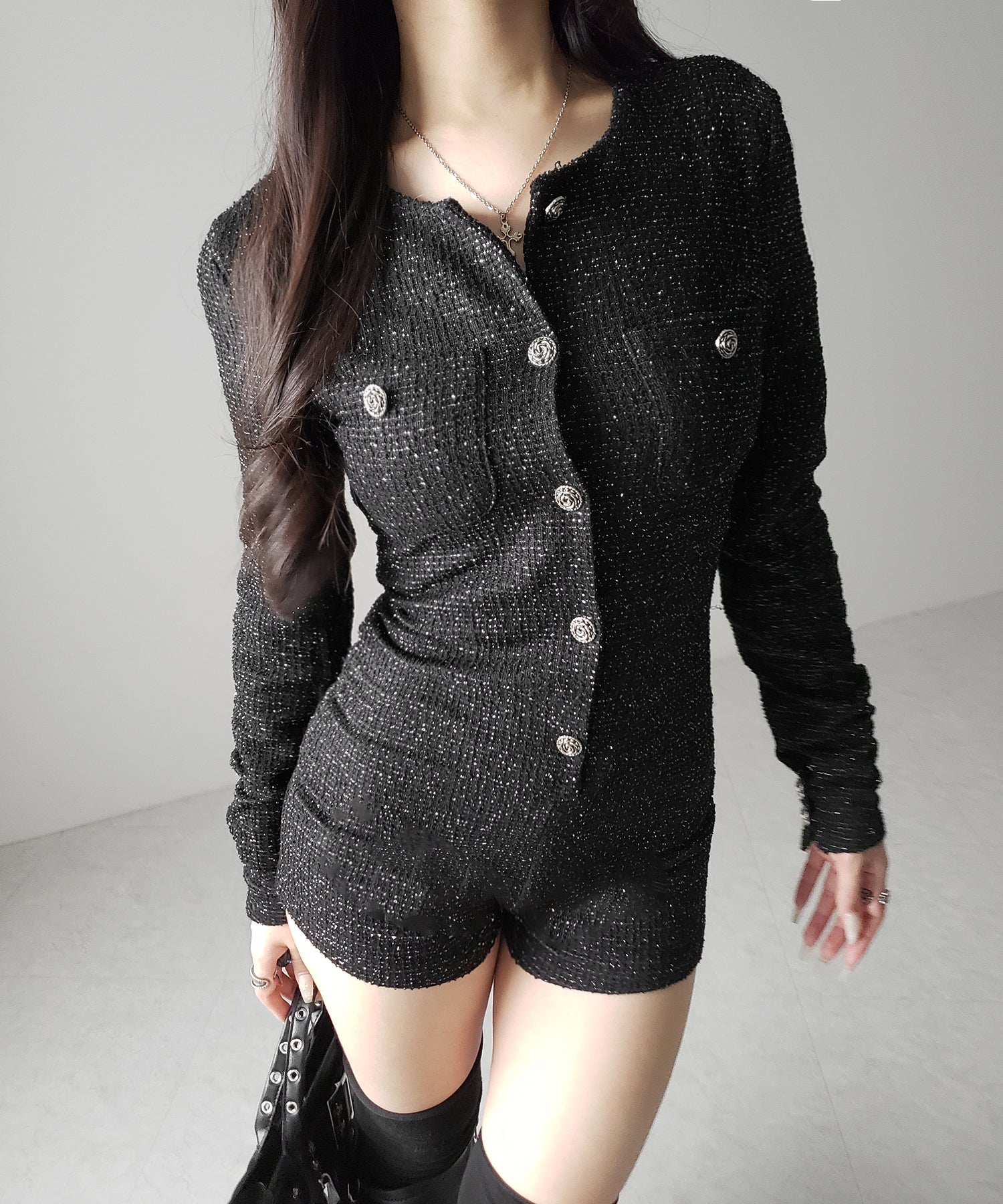 ブラックツイードレディミニオールインワン / black tweed lady mini allinone