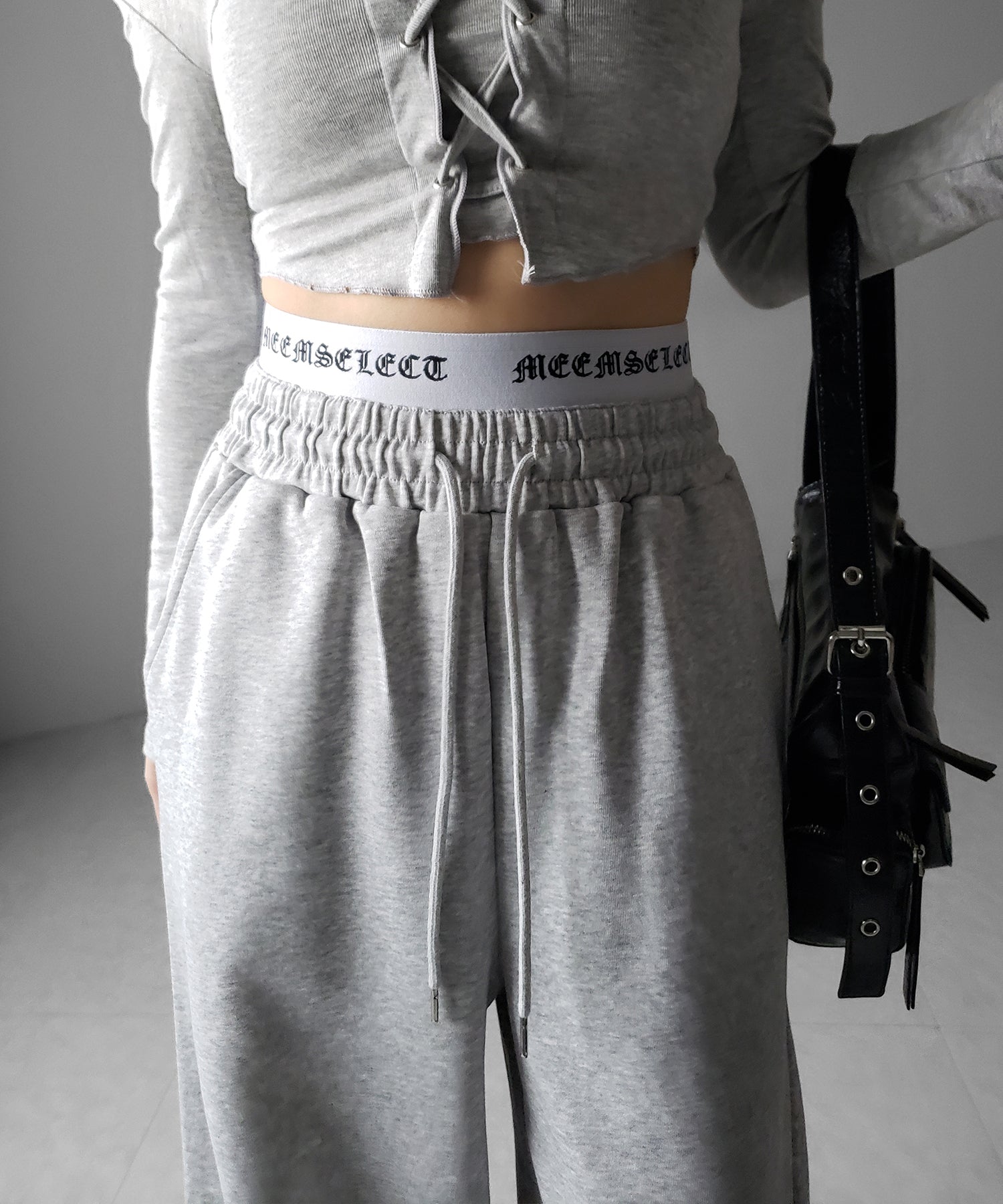 ウエストグランジロゴスウェットワイドパンツ / waist grunge logo sweat wide pants