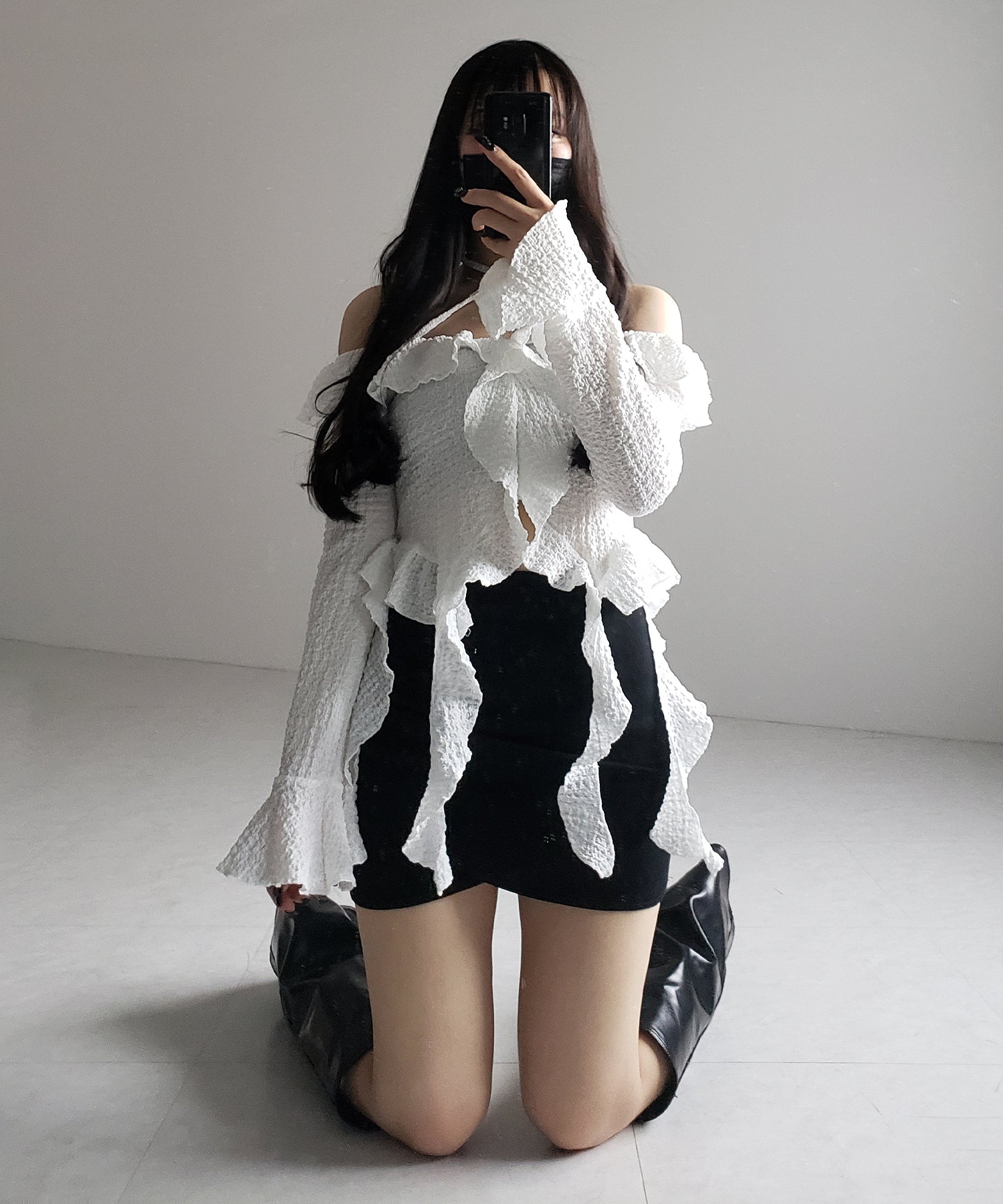 【 インパン裏地付 】サイドタックギャザータイトミニスカート /side tuck gather tight mini skirt