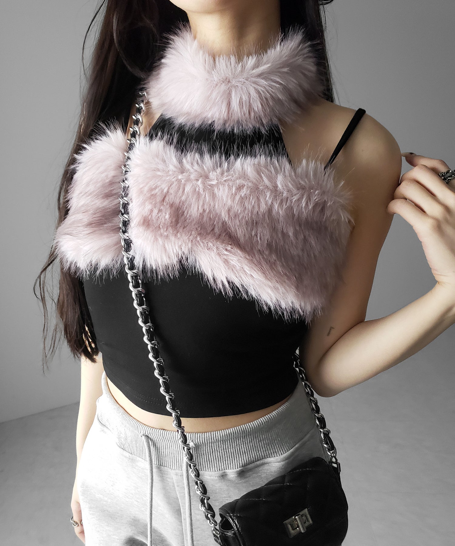 ファードッキングストラップトップス / fur docking strap tops