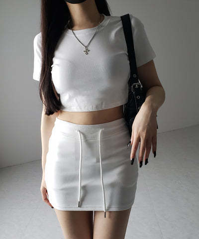 ハイウエストスウェットタイトミニスカート / high waist sweat tight mini skirt