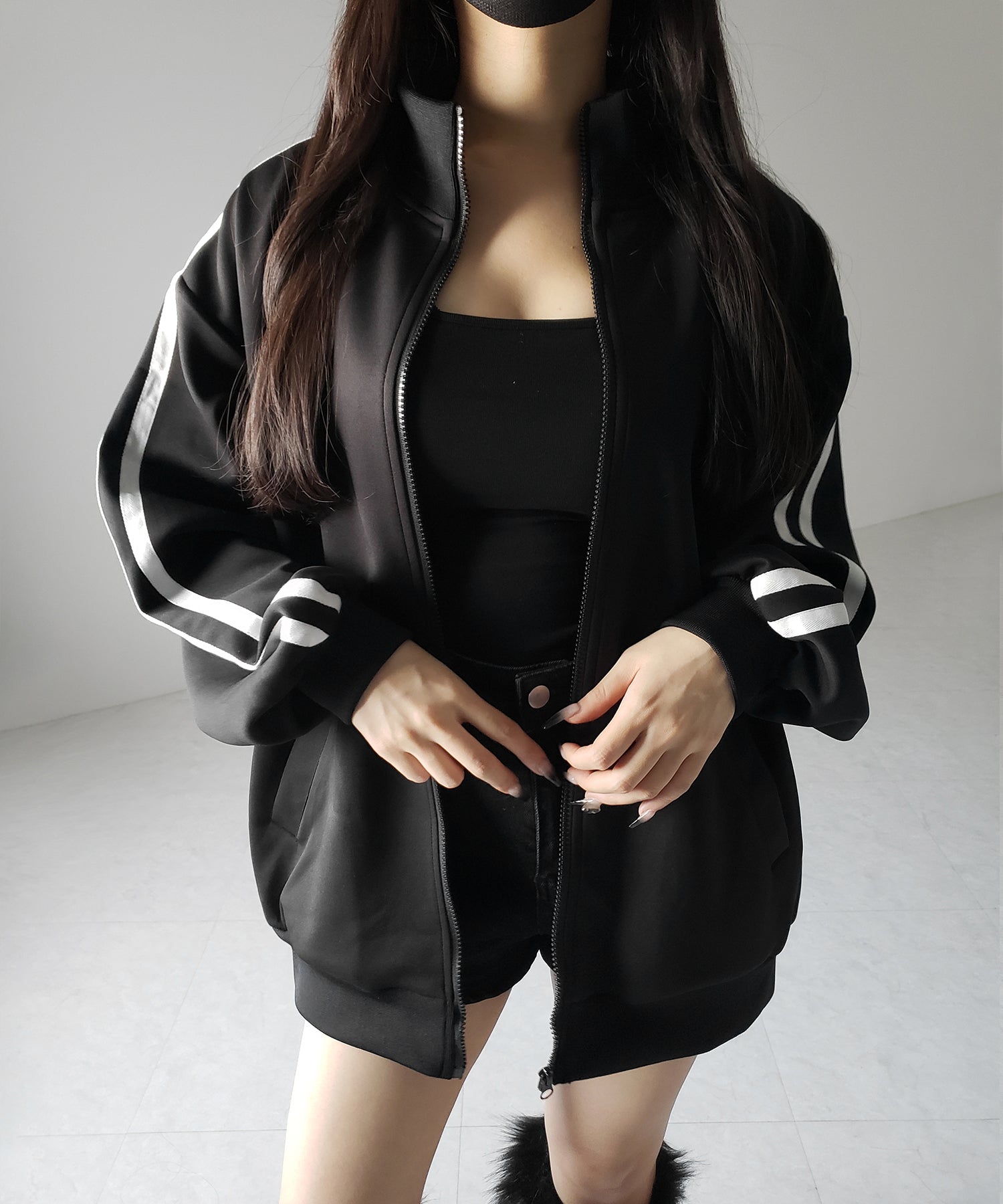 【 無地/配色を選べる2color 】サイドラインオーバーサイズトラックジャケット / sideline oversize track jacket