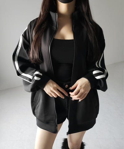 【 無地/配色を選べる2color 】サイドラインオーバーサイズトラックジャケット / sideline oversize track jacket