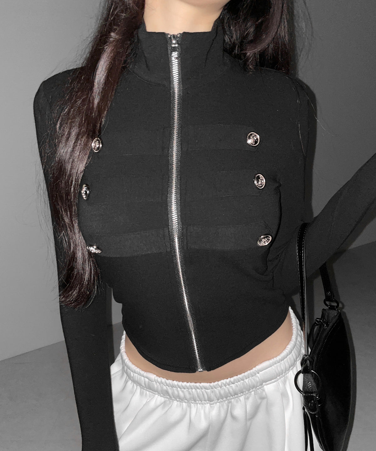 ナポレオンスタンドネックジップアップトップス / napoleon standneck zipup tops