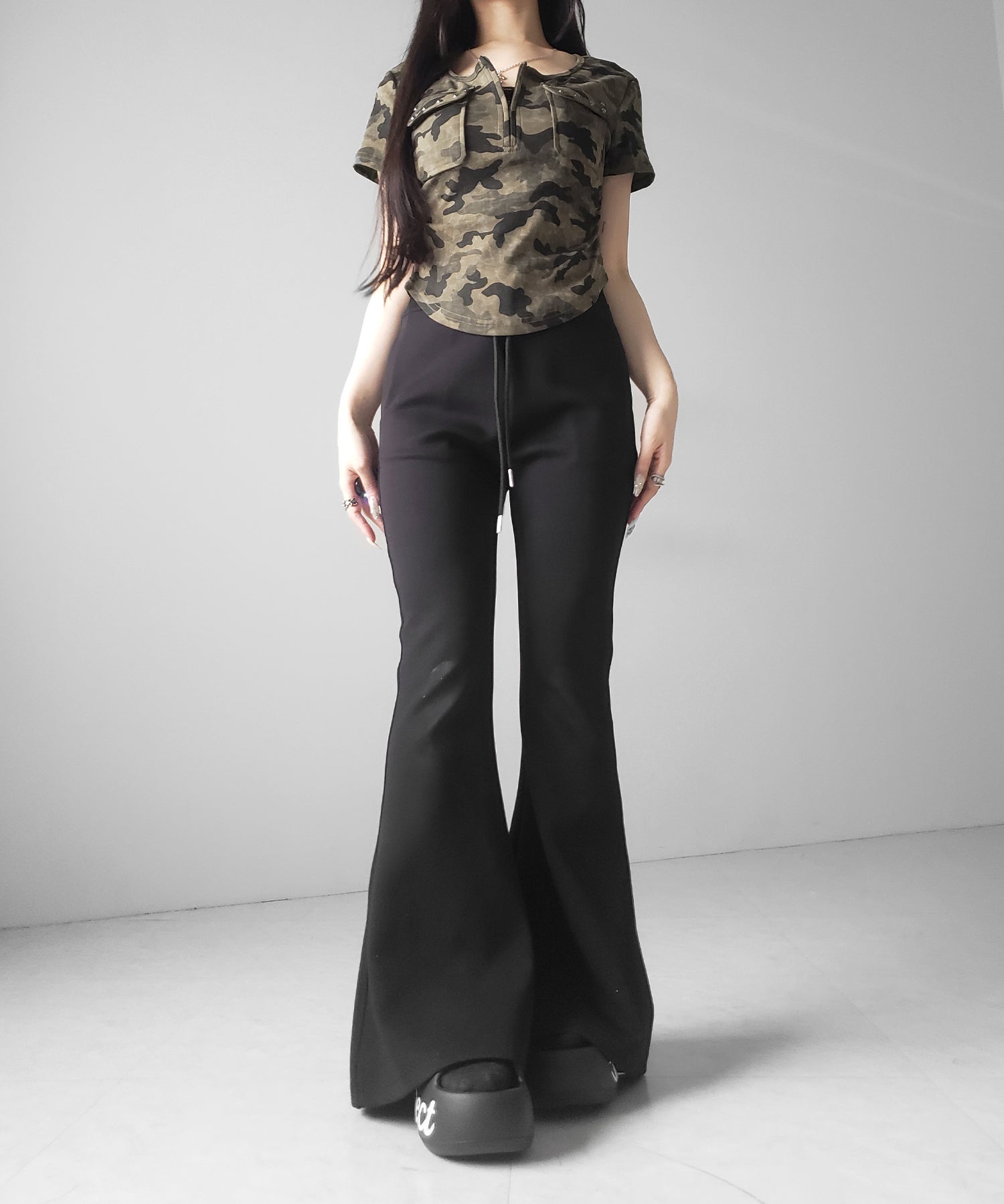 ヴィンテージカモフラアウトポケットジップ半袖Tシャツ / vintage camouflage out pocket zip short sleeve T-shirt