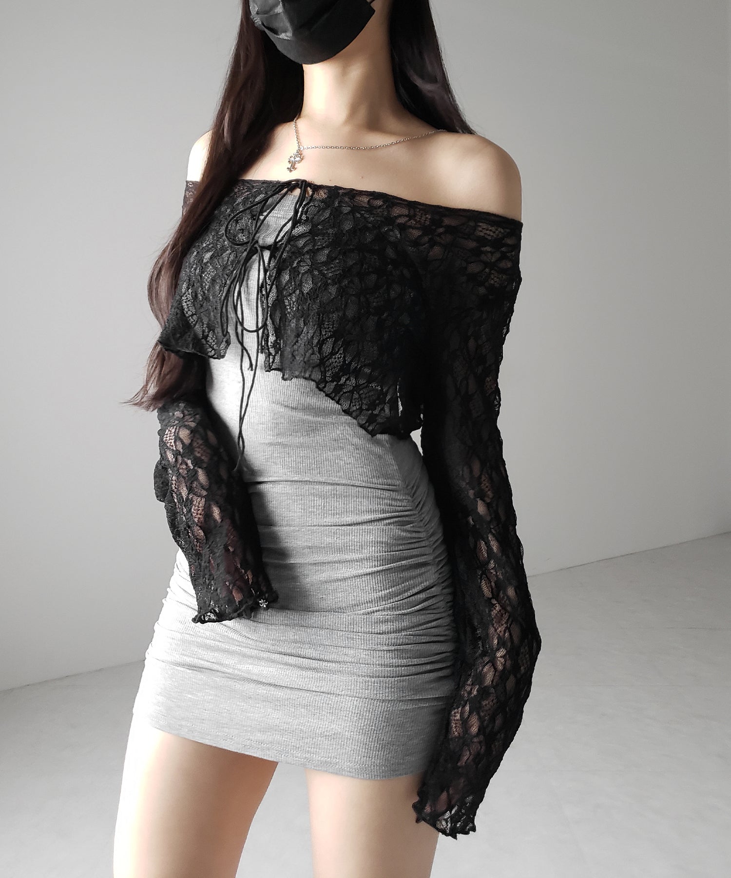 【 2color 】サイドシャーリングタイトリブミニワンピース / side shirring tight rib mini onepiece
