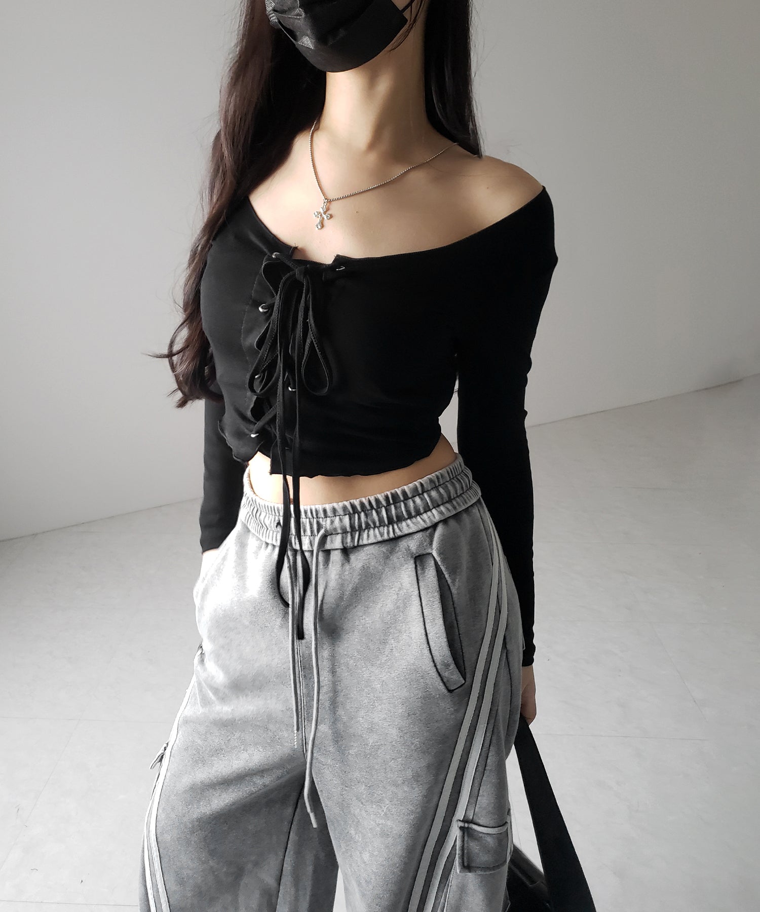 【 裾絞り可能2WAY 】ピグメントヴィンテージサイドラインタックワイドスウェットパンツ / pigment vintage sideline tuck wide sweatpants