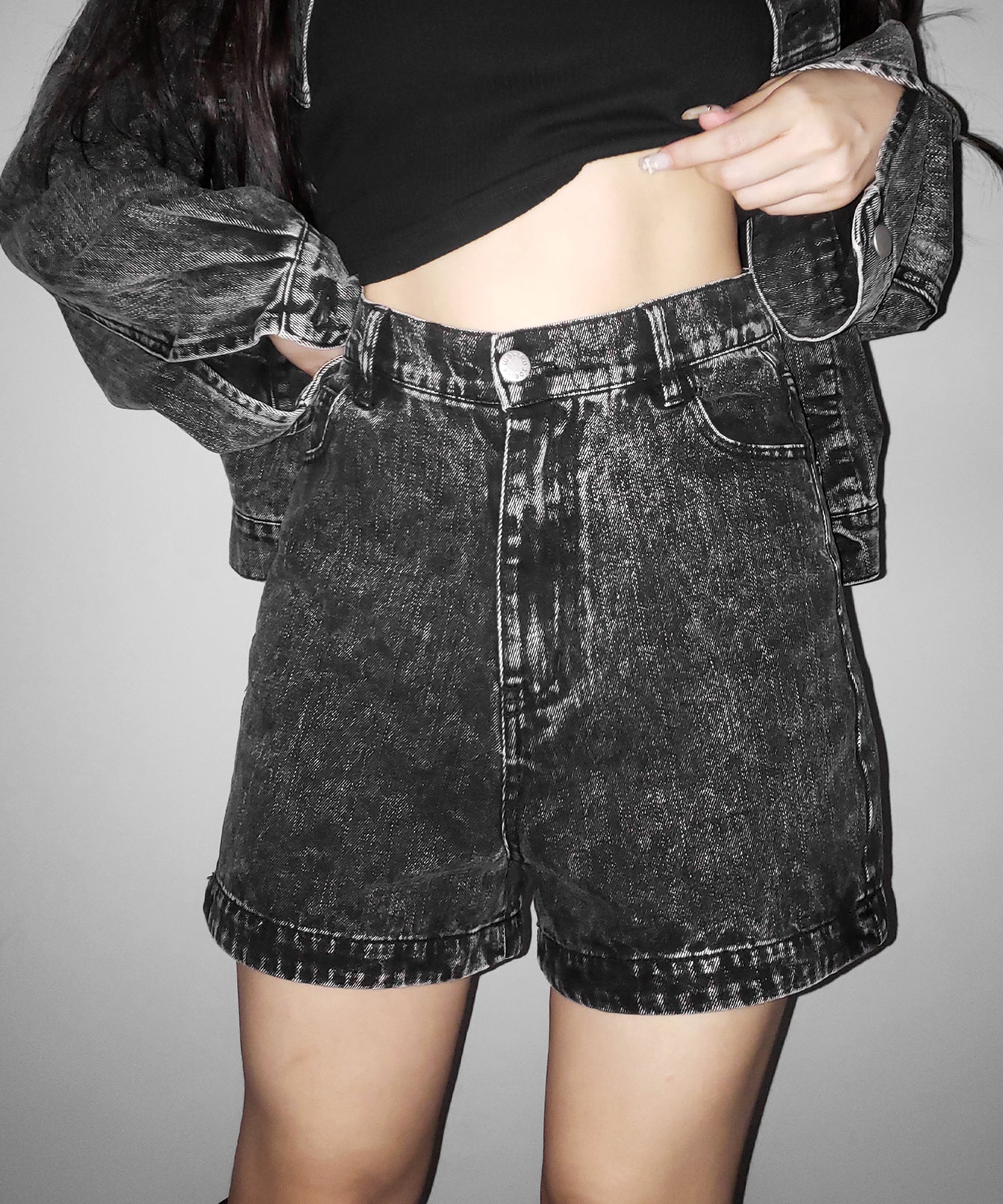 【 セットアップ着用可能 】2WAYヴィンテージケミカルブリーチカットアウトリボンデニム / 2WAY vintage chemical bleach cutout ribbon denim