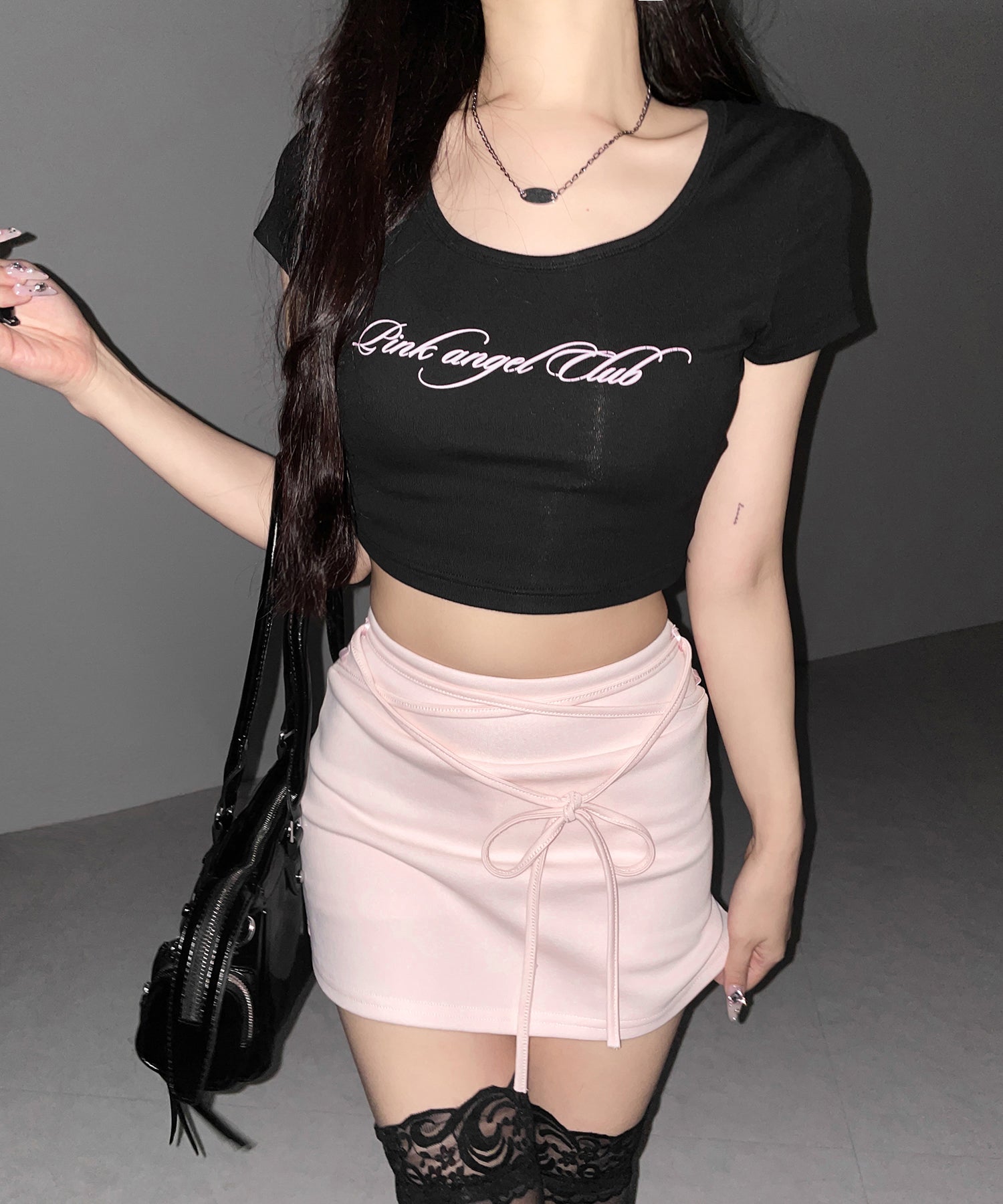 【 インパン裏地付き 】ストリングリボンミニスカート / string ribbon mini skirt