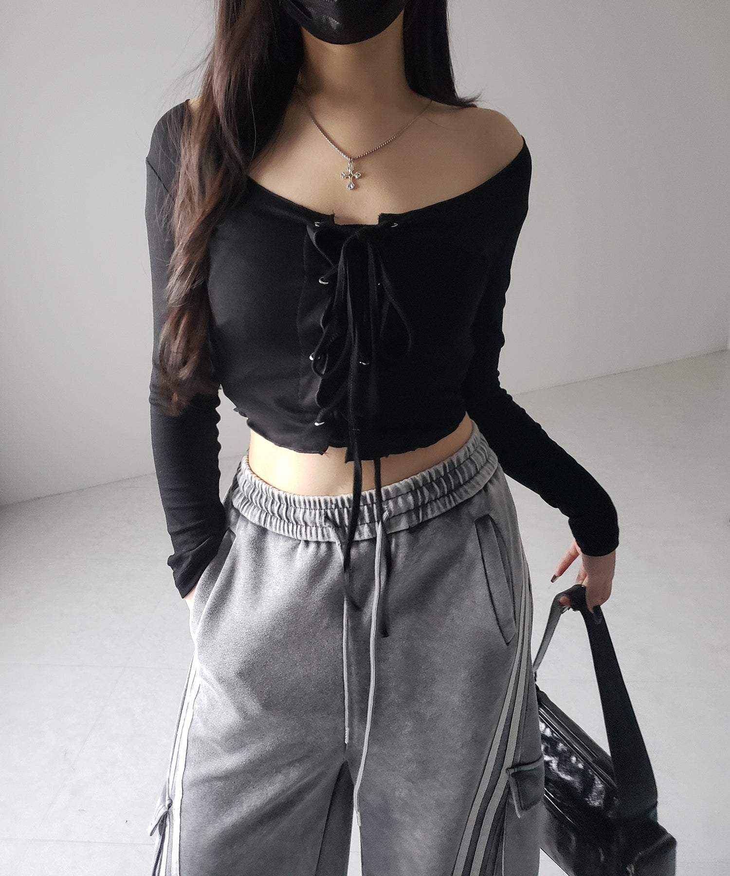 【 裾絞り可能2WAY 】ピグメントヴィンテージサイドラインタックワイドスウェットパンツ / pigment vintage sideline tuck wide sweatpants