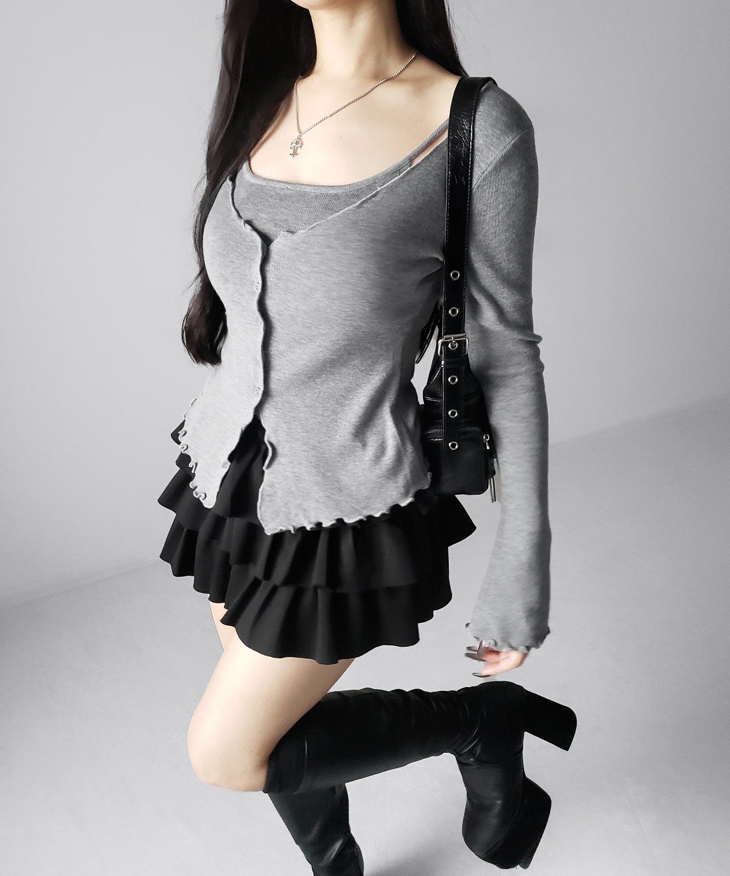 ティアードフリルカットソーミニスカート / tiered frill cut and sew mini skirt