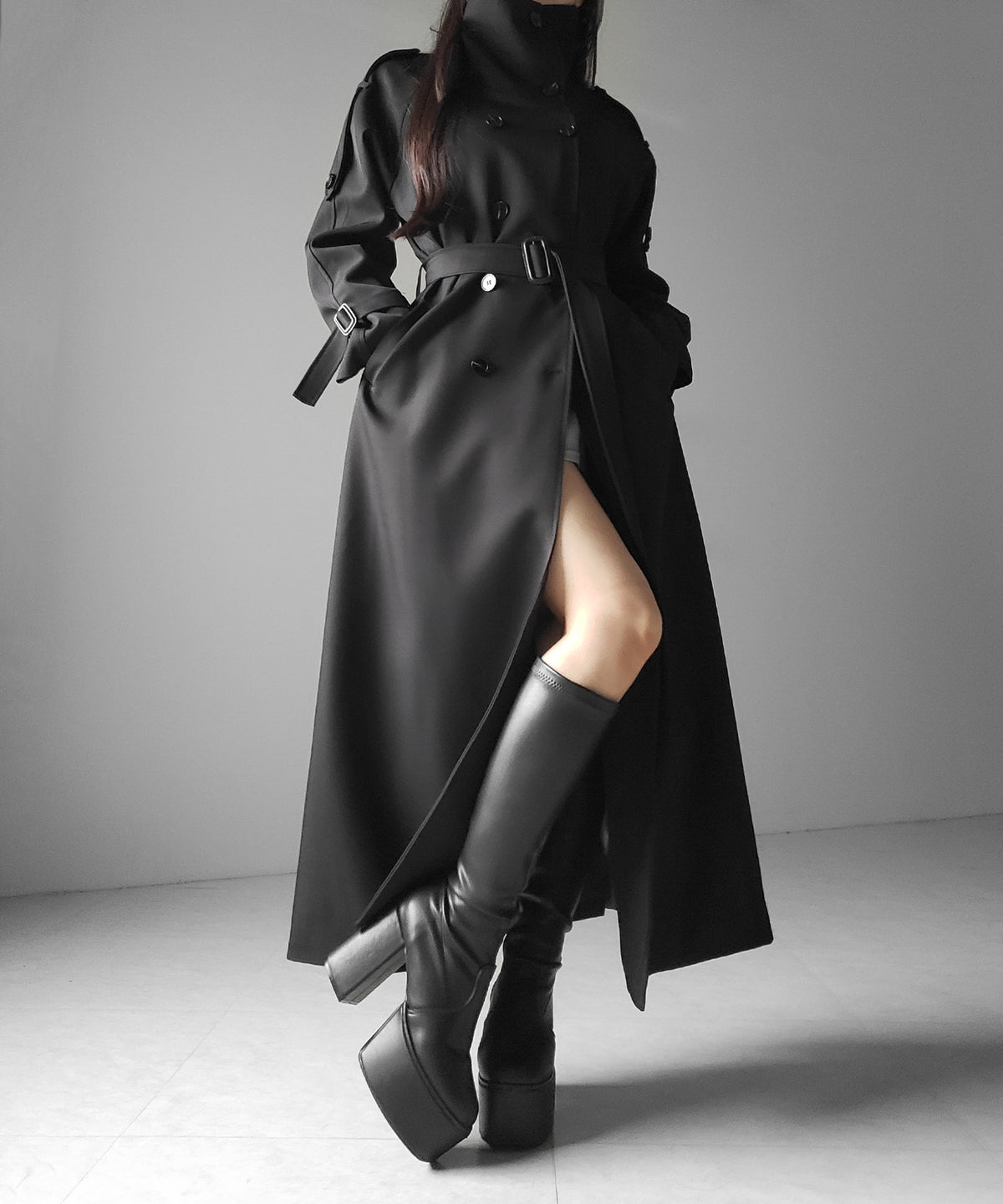 2WAYスタンドカラーオーバーロングトレンチコート / 2WAY stand collar over long trench coat
