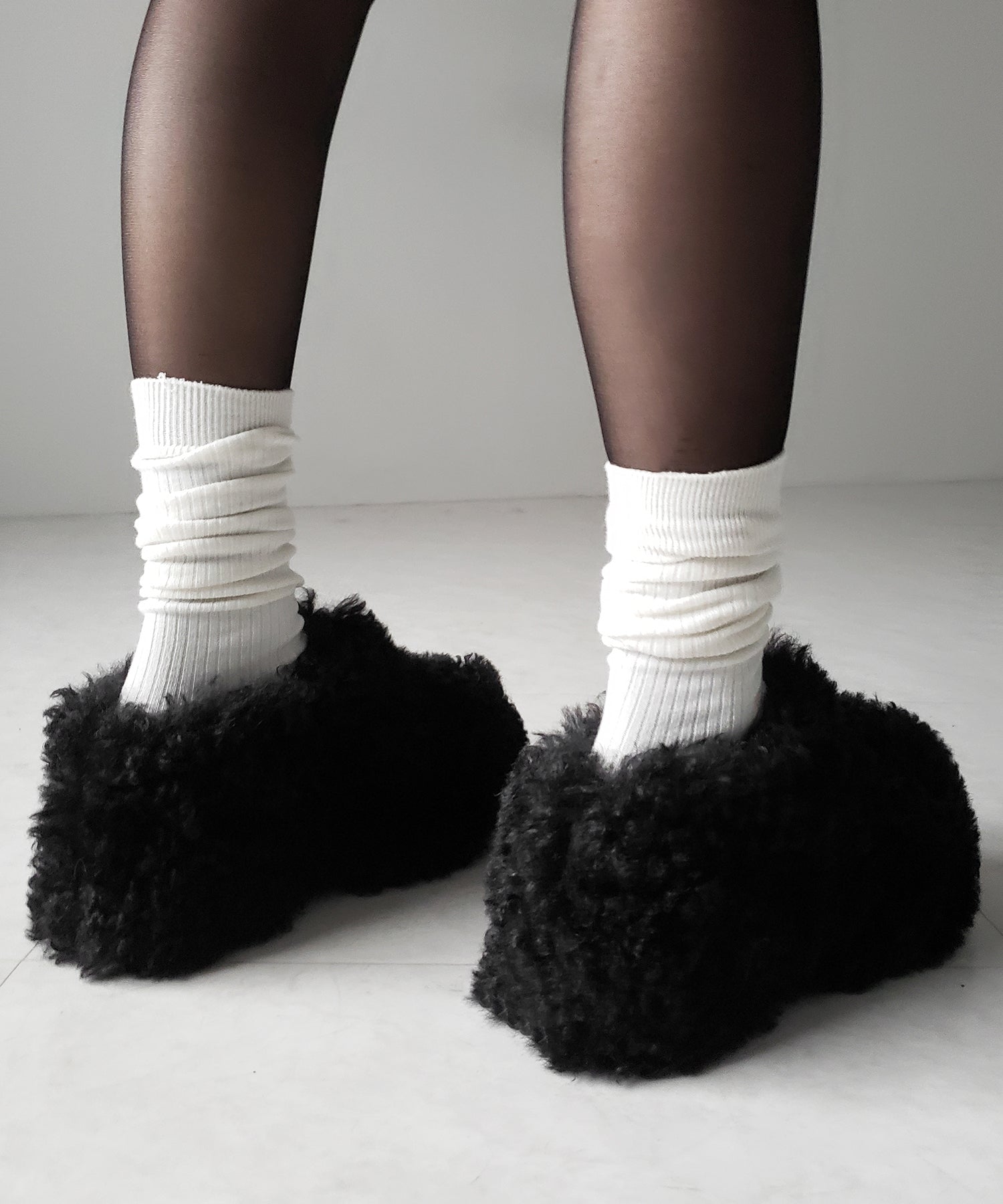 厚底テディボアサボサンダル / platform teddy boa sabo sandals