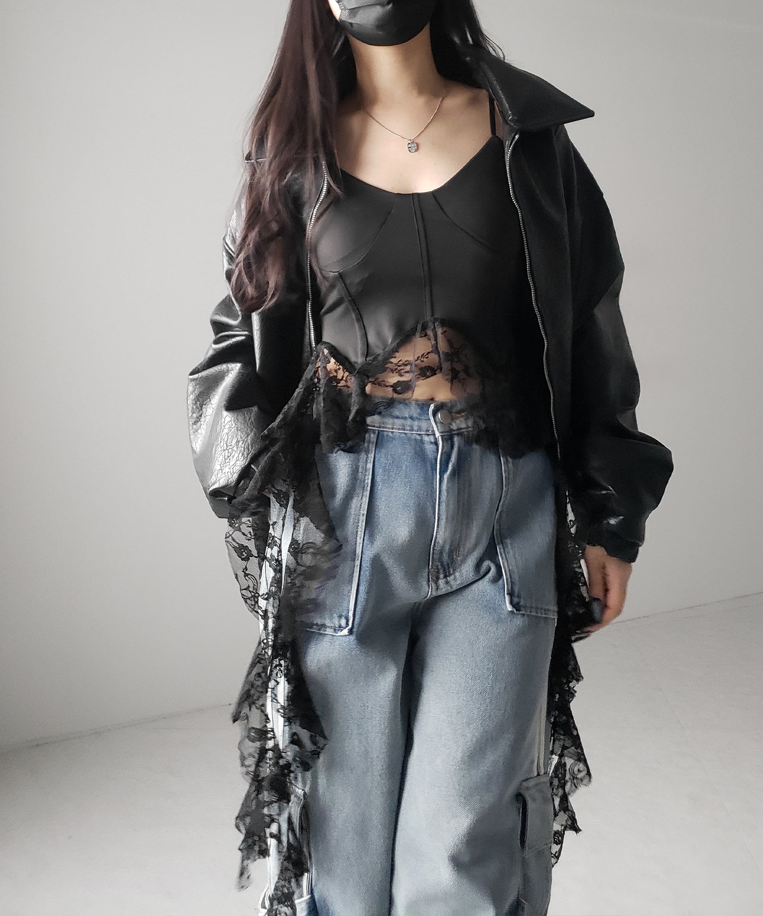 【 2color 】レースフリルレイヤードビスチェキャミソール / lace frill layered bustier camisole