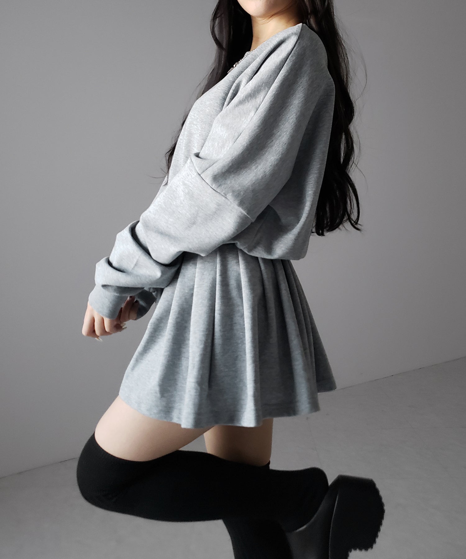 オーバースウェットフレアミニワンピース / over sweat flare mini onepiece