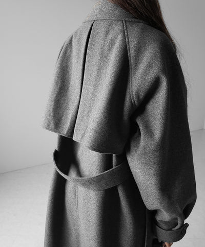 【 ウエストマークベルトSET 】2WAY ステンカラーレディメルトンロングコート / 2WAY soutien collar lady melton long coat