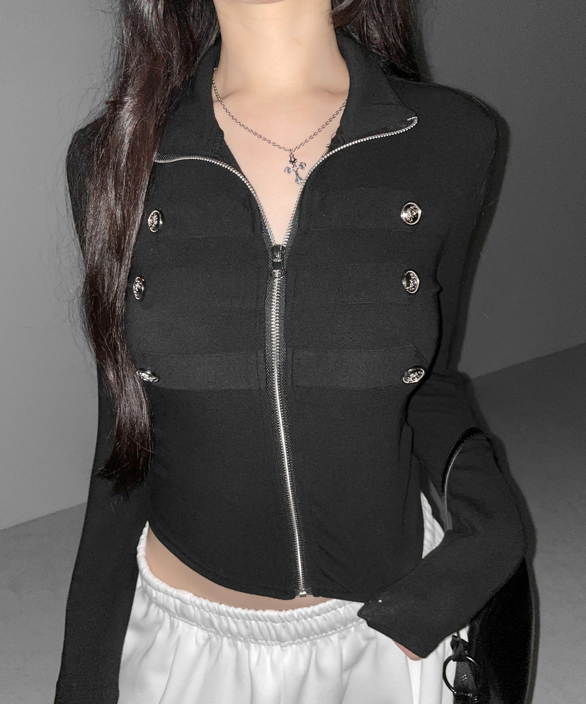 ナポレオンスタンドネックジップアップトップス / napoleon standneck zipup tops
