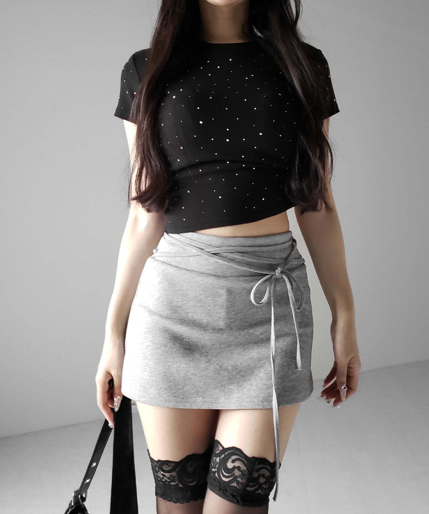 【 インパン裏地付き 】ストリングリボンミニスカート / string ribbon mini skirt