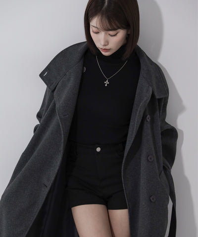 【 ウエストマークベルトSET 】2WAY スタンドカラーレディメルトントレンチロングコート / 2WAY stand collar lady melton trench long coat