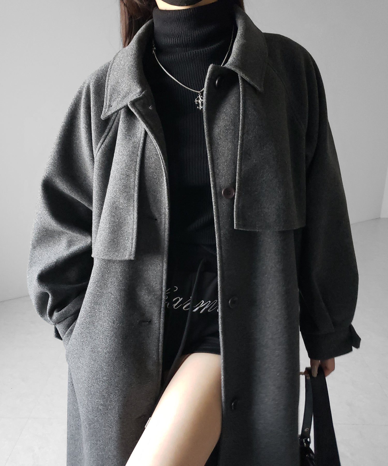 【 ウエストマークベルトSET 】2WAY ステンカラーレディメルトンロングコート / 2WAY soutien collar lady melton long coat