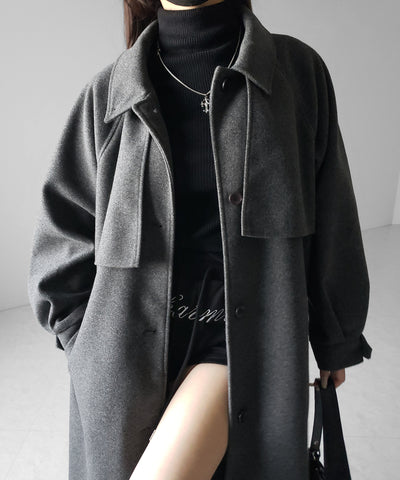 【 ウエストマークベルトSET 】2WAY ステンカラーレディメルトンロングコート / 2WAY soutien collar lady melton long coat