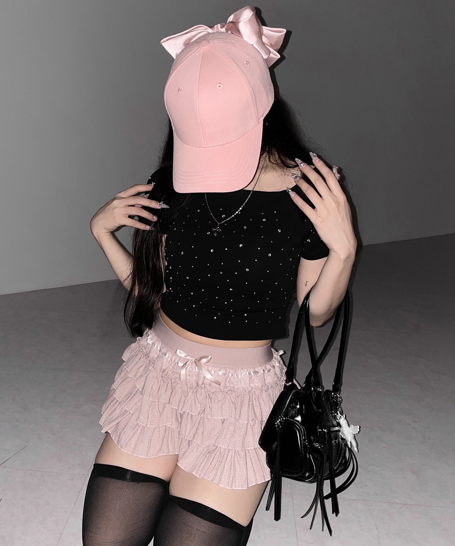 【インパン裏地付 】リボンティアードフリルミニスカート / ribbon tiered frill mini skirt