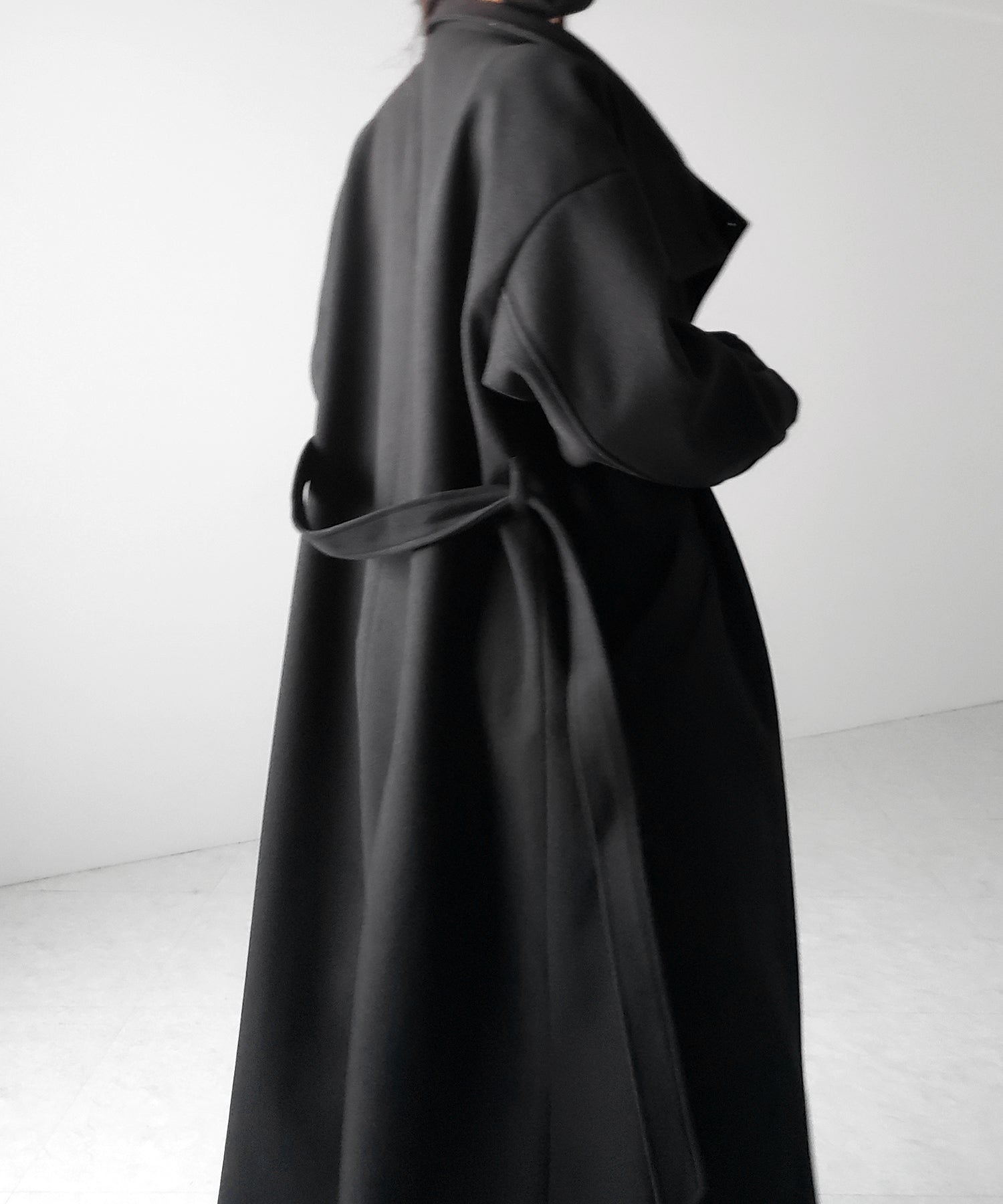 【 ウエストマークベルトSET 】2WAY スタンドカラーレディメルトントレンチロングコート / 2WAY stand collar lady melton trench long coat