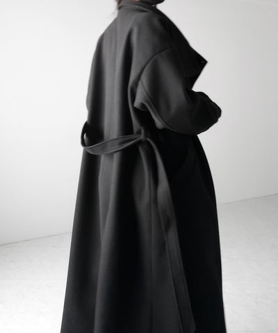 【 ウエストマークベルトSET 】2WAY スタンドカラーレディメルトントレンチロングコート / 2WAY stand collar lady melton trench long coat