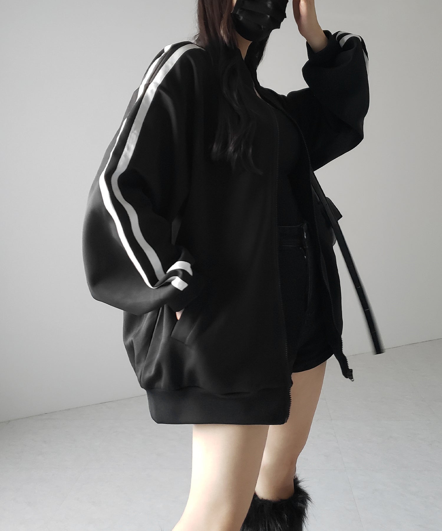 【 無地/配色を選べる2color 】サイドラインオーバーサイズトラックジャケット / sideline oversize track jacket