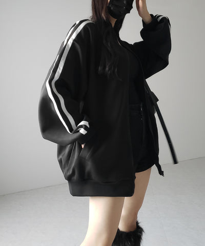 【 無地/配色を選べる2color 】サイドラインオーバーサイズトラックジャケット / sideline oversize track jacket