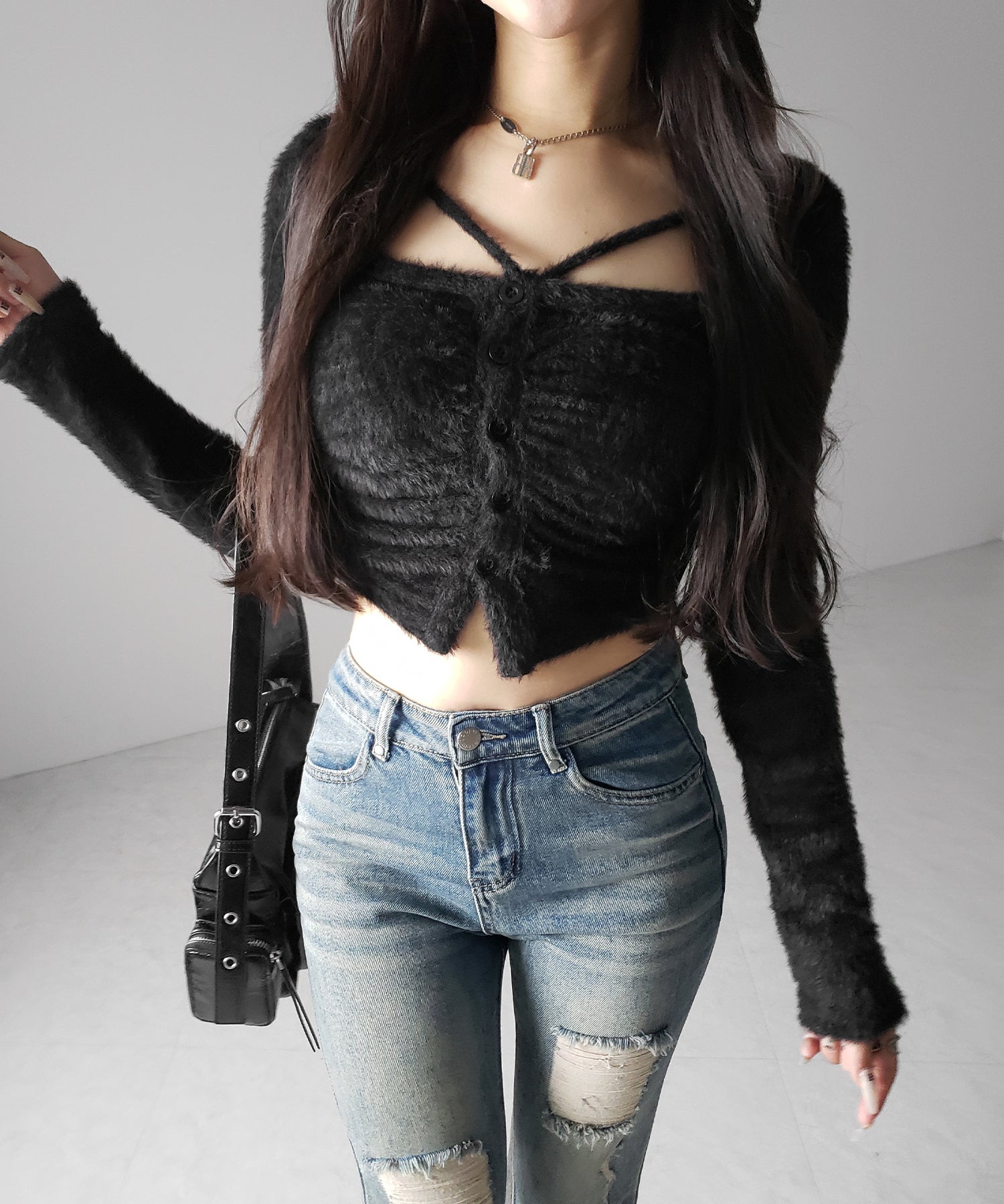 クラッシュダメージヴィンテージフレアデニム / crush damage vintage flare denim