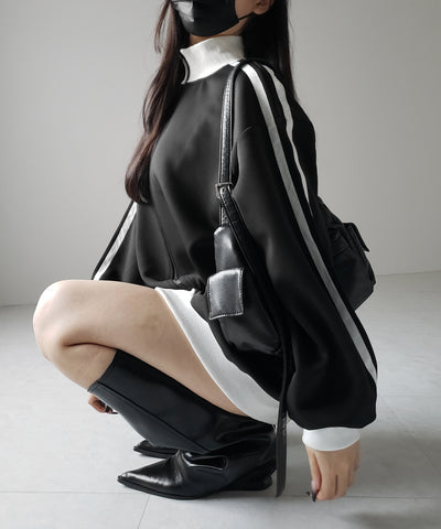 【 無地/配色を選べる2color 】サイドラインオーバーサイズトラックジャケット / sideline oversize track jacket