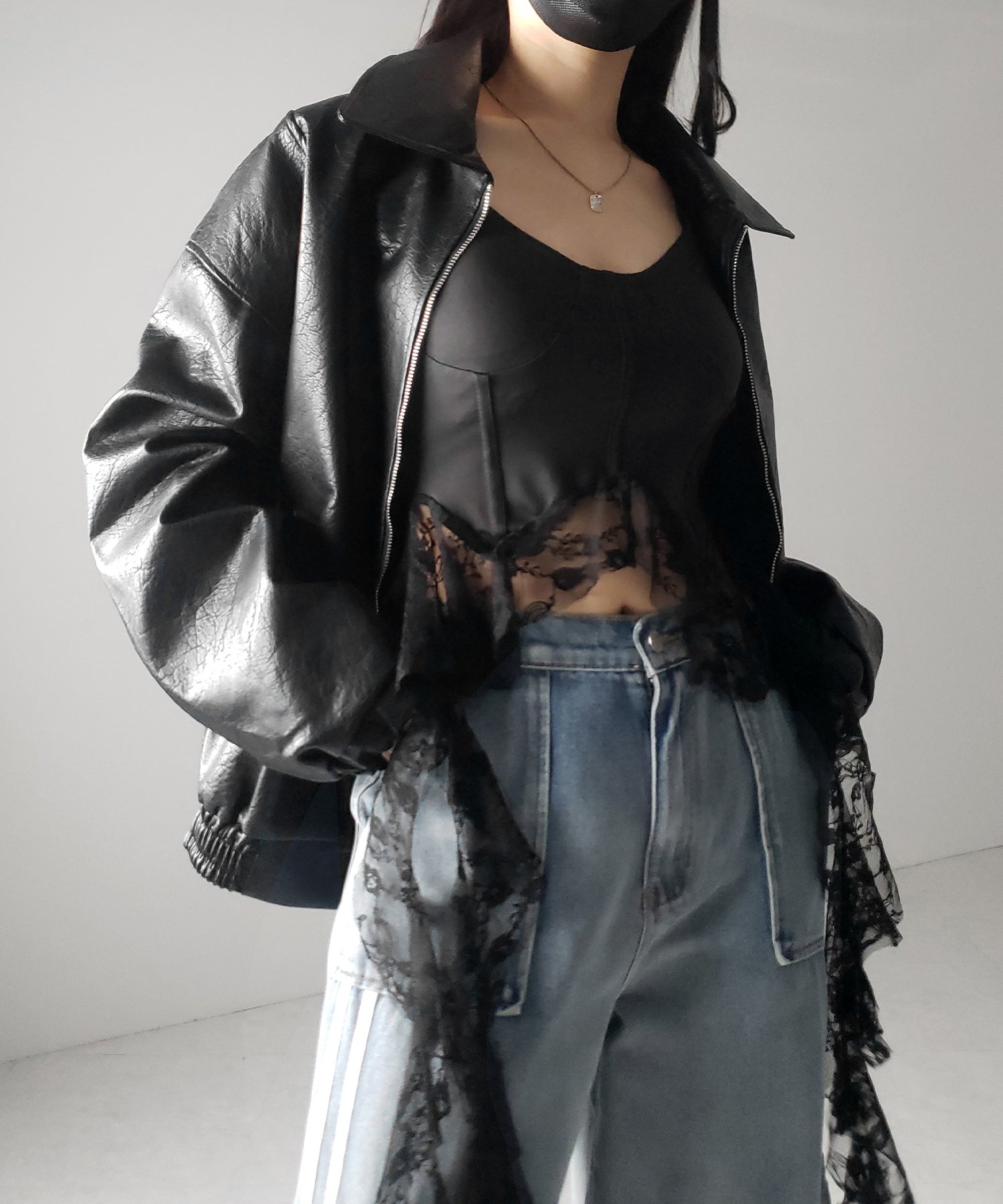 レースフリルレイヤードビスチェキャミソール / lace frill layered bustier camisole