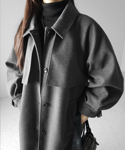【 ウエストマークベルトSET 】2WAY ステンカラーレディメルトンロングコート / 2WAY soutien collar lady melton long coat