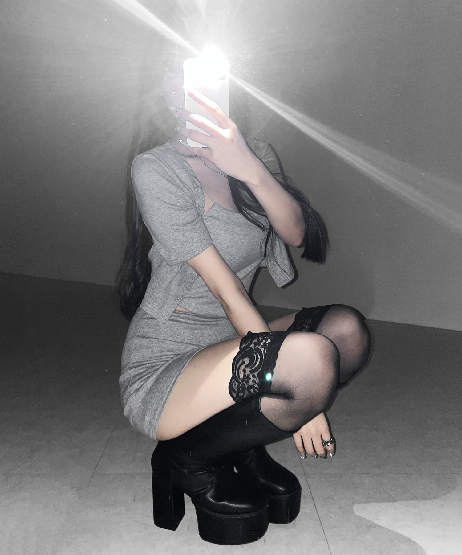 キャミ+カーディガン+ ミニスカート 3点セット / ( wanghong SETUP ) camisole + cardigan + mini skirt 3-piece set
