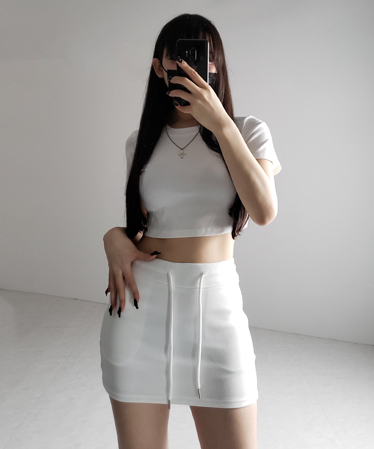 ハイウエストスウェットタイトミニスカート / high waist sweat tight mini skirt