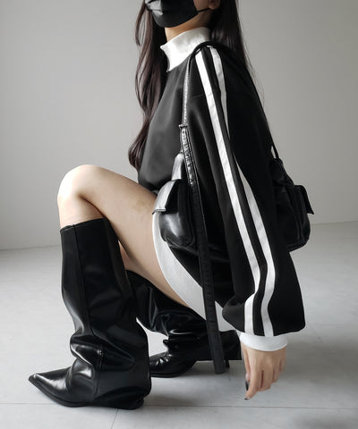 【 無地/配色を選べる2color 】サイドラインオーバーサイズトラックジャケット / sideline oversize track jacket