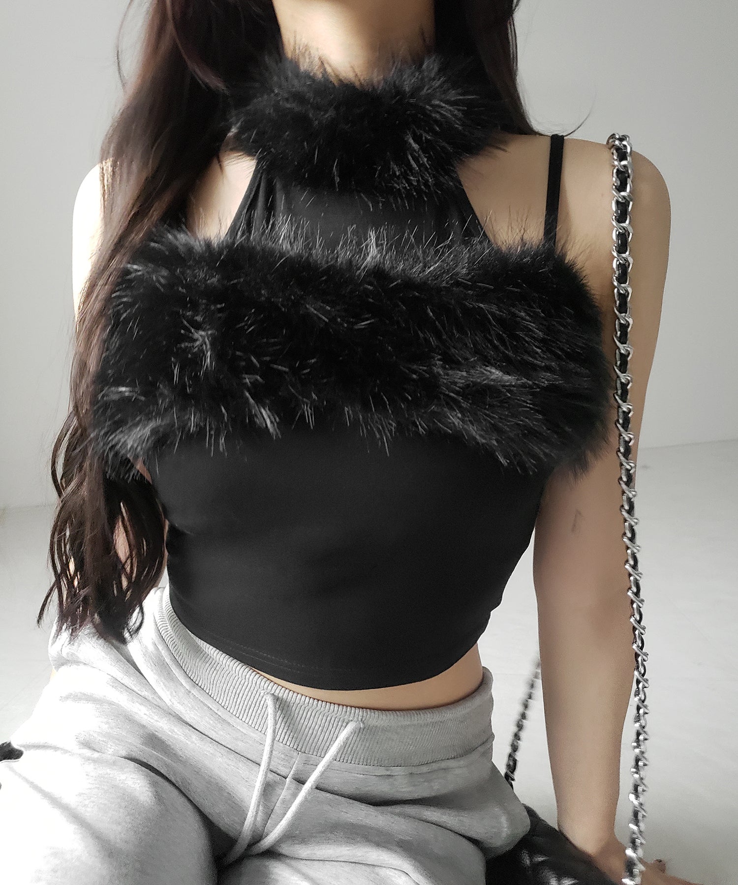 ファードッキングストラップトップス / fur docking strap tops